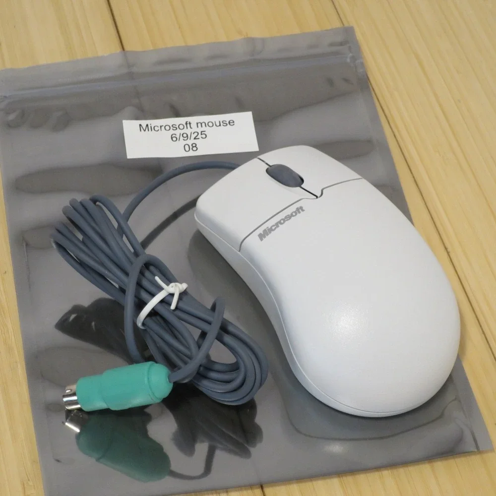 Microsoft 1.3A PS2 2-Button Roller Ball Mouse X08-70372 - Tested & Working - 08